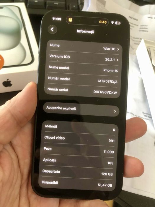 Iphone 15  black 128 gb