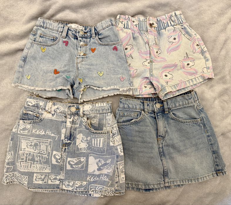 H&M Zara 4бр дънкови панталони и поли 116см 5/6г