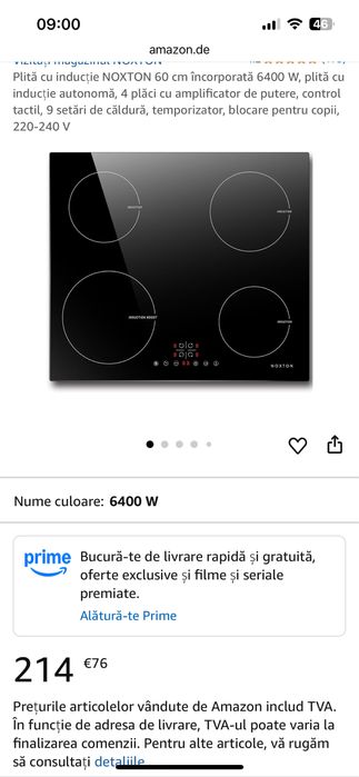 Plita inductie neagra Noxton NTN IN-604B1 noua