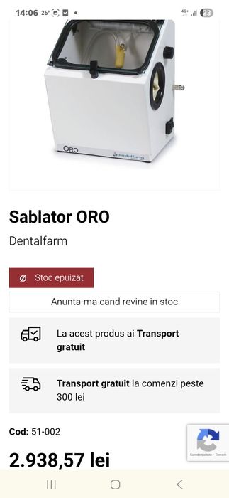 Sablator laborator tehnică dentară/bijutier