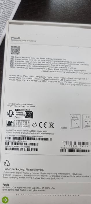 Iphone 17 white  256gb