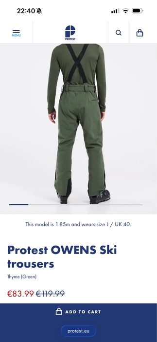 Pantaloni ski M-L Protest OWENS 10/10
