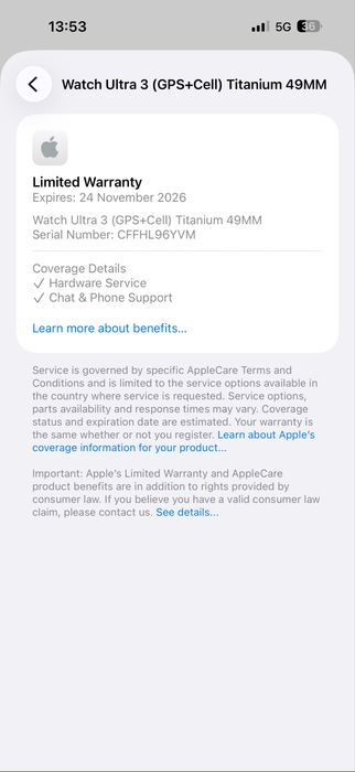100% Apple Watch ULTRA 3 (3nd generation) / 49mm  Black Titanium