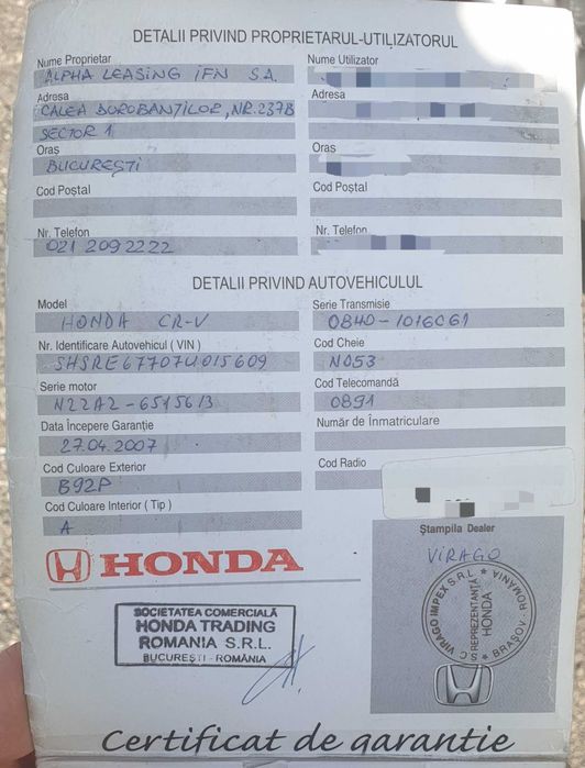 Vand Honda CR-V mk3/usor negociabil