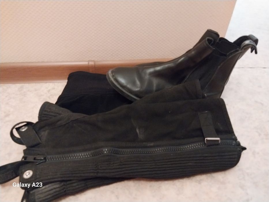 Наколенники, брюки и ботинки для занятия конным спортом