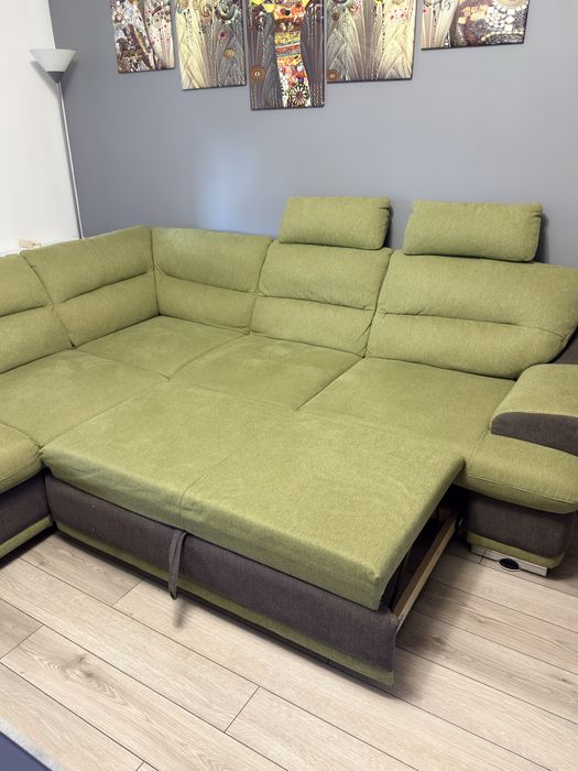 Colțar extensibil modern (Naturlich) – Verde/Gri, stare excelentă