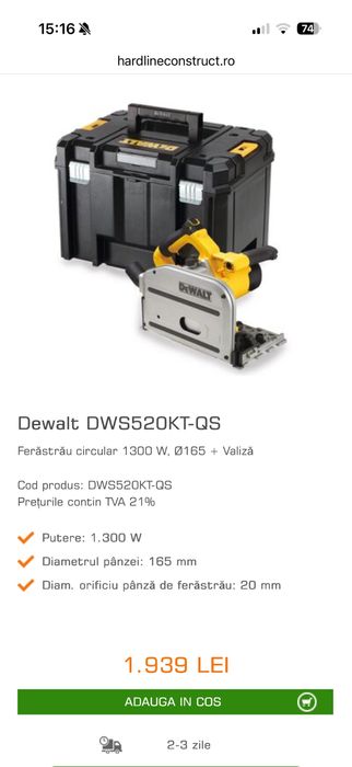 Circular cu plonjare Dewalt DWS520