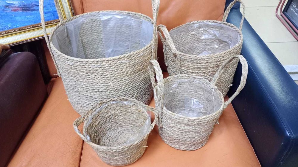 плетеные джутовые кашпо
