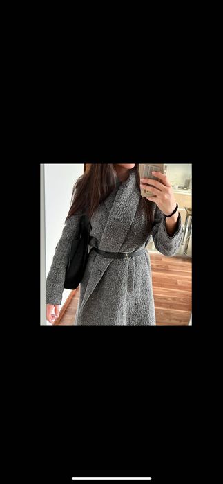 Vand palton clasic nou lung gri S-M