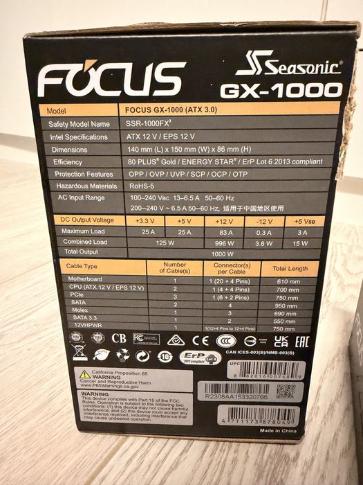 Sursa seasonic focus gx-1000 atx 3.0