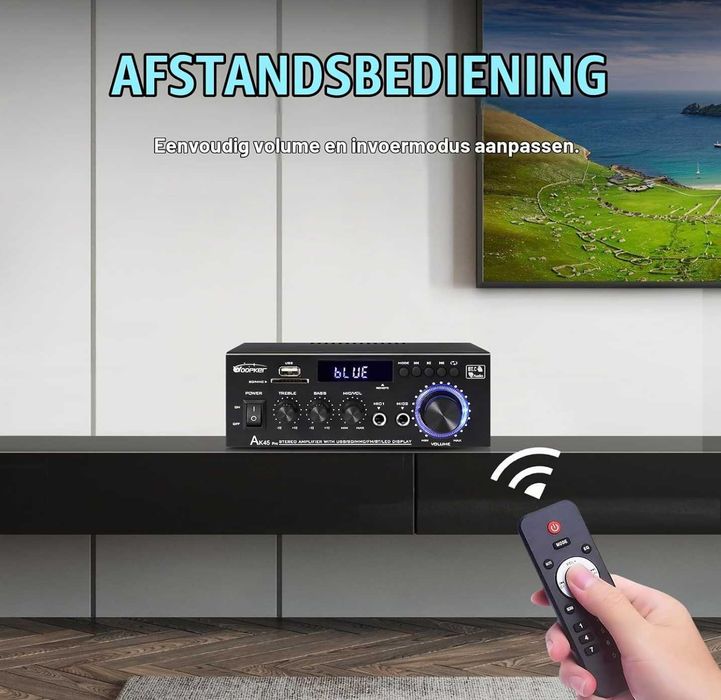 Amplificator stereo WOOPKER AK45 Pro HiFi, 50 wați, mini audio cu 2 canale