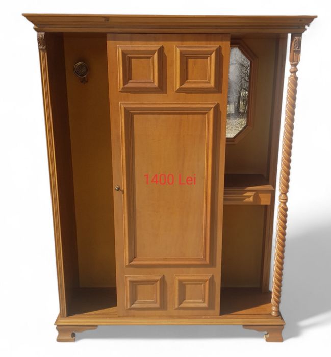 Cuier Pom / de podea Vintage din lemn masiv și bronz