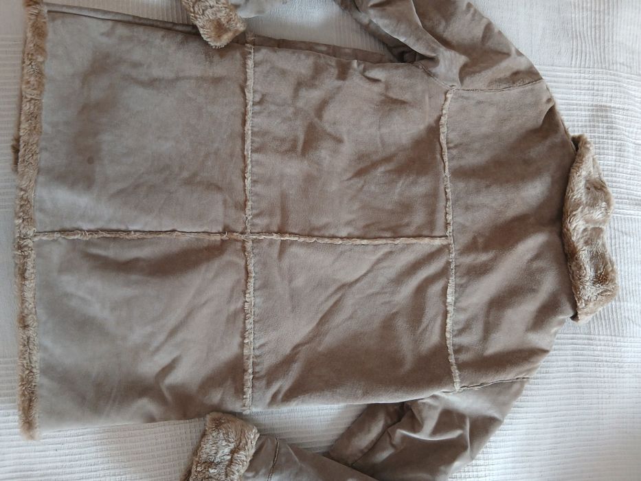 Y2k кожено sherpa палто