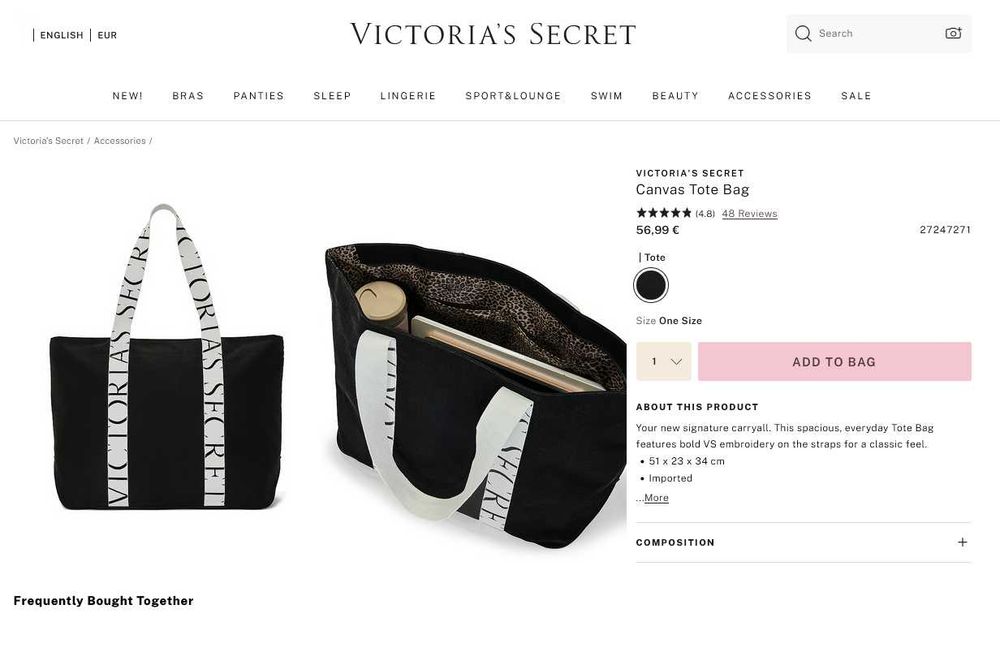 Victoria's Secret дамска чанта Canvas Tote Bag