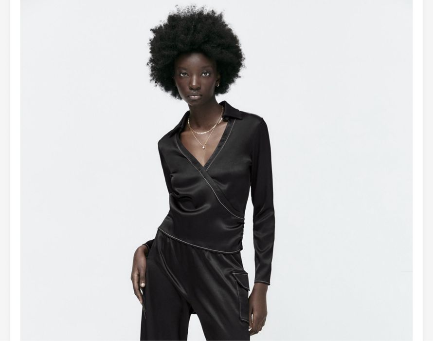 Bluza neagra Satin Zara M. Noua cu eticheta