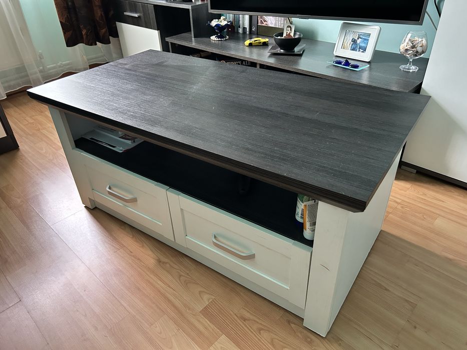 Măsuță de cafea alb & gri antracit