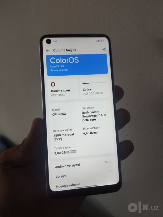 Redmi Note 12 va Oppo Reno 7 bor