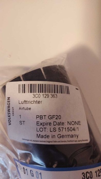 Tub aer 3C0 129 363 - WV , Skoda, Audi - poate elimina eroarea P010100