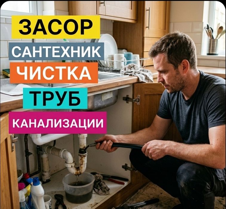 ЗАСОР. Услуги сантехника. Чистка конализации аппаратом. Zasor Santexni