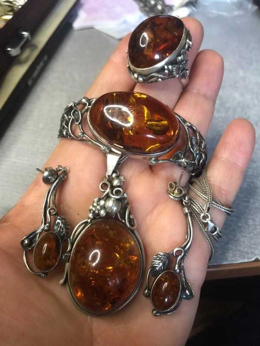 Set unic argint cu chihlimbar baltic