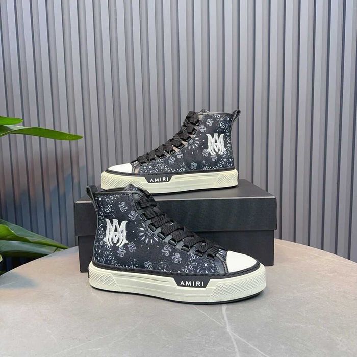 Adidasi Amiri High-Top Court Sneakers - Black/White Premium din Piele