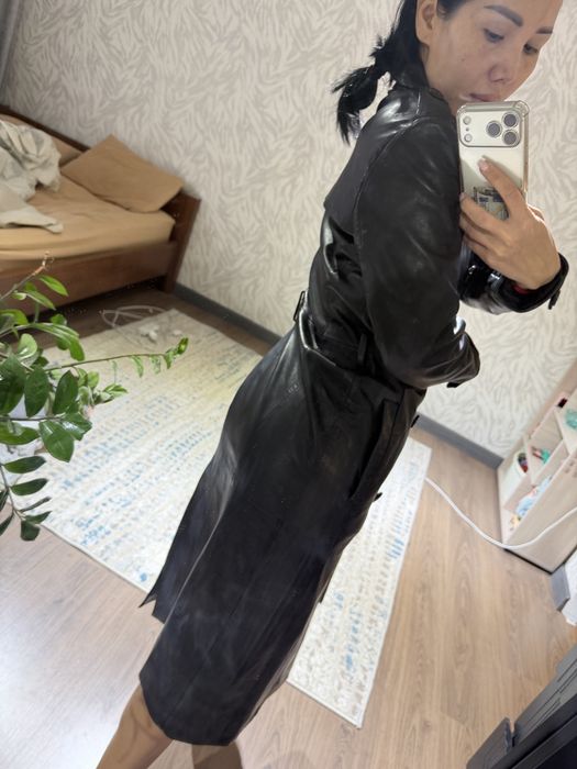 Кожанный плащ, черный