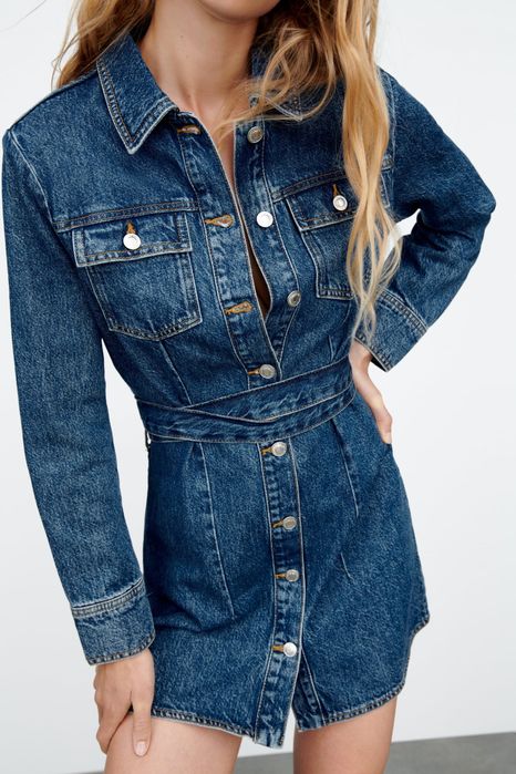 ZARA мини къса рокля от деним