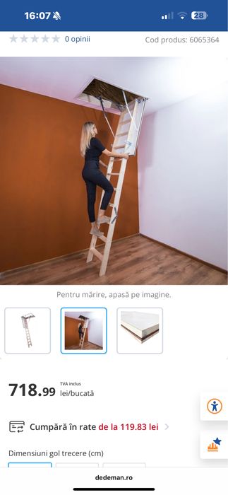 Scara mansarda, Profil Standard ,lemn + pal, retractabila