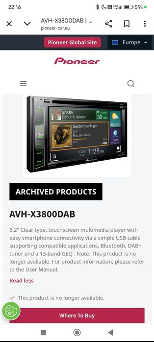 Pioneer avh-x3800dab Bluetooth usb microfon extern nu Alpine Kenwood