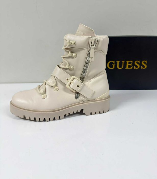 Кожени боти кубинки GUESS Oklee Ivory (Като нови) - Размер 40 (25.5 см стелка)