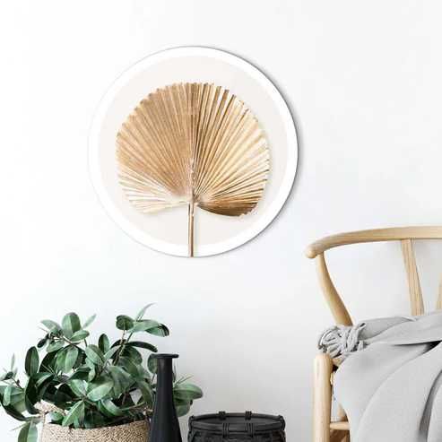 Tablou perete rotund Golden Palm Art, 50 cm