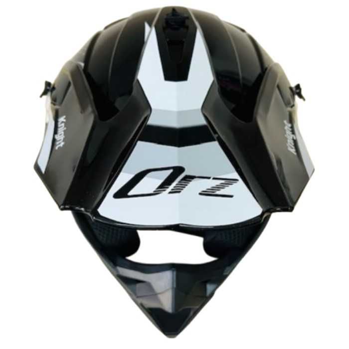 Кросова каска, за мотор, Атв, Вело, Гланц черен-сив и бял