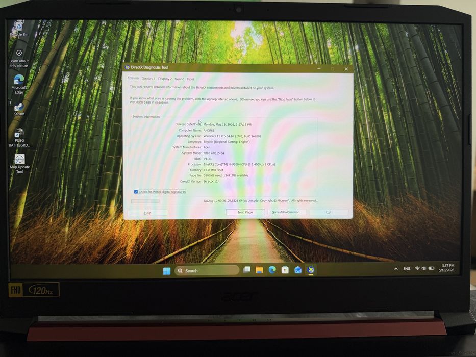 Acer Nitro 5 Gaming Laptop RTX 2060 / 16GB / 120Hz / SSD