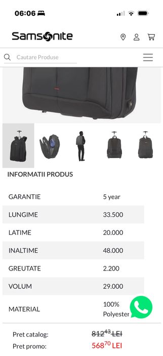 Rucsac cu troller negru Samsonite