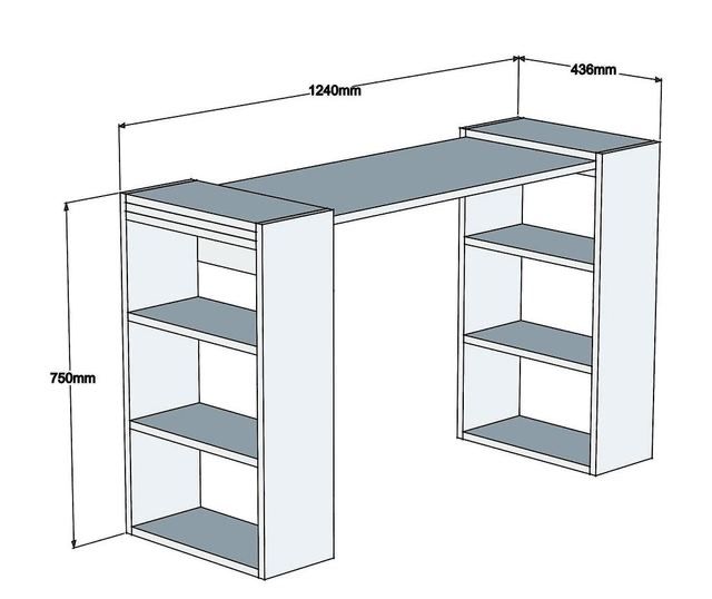 Vand birou modern alb si maro