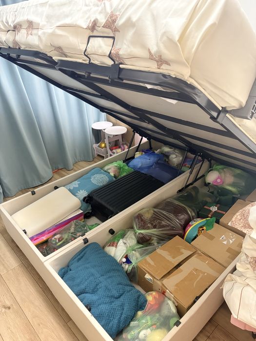 Pat matrimonial cu lada de depozitare fara saltea