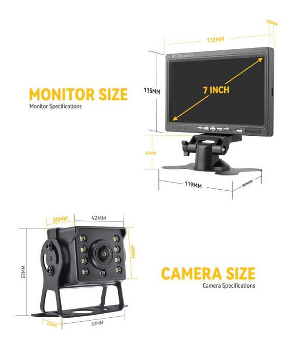 Kit Monitor de 7" cu 2 Camere Marsarier pentru Camion, Autocar, Rulota