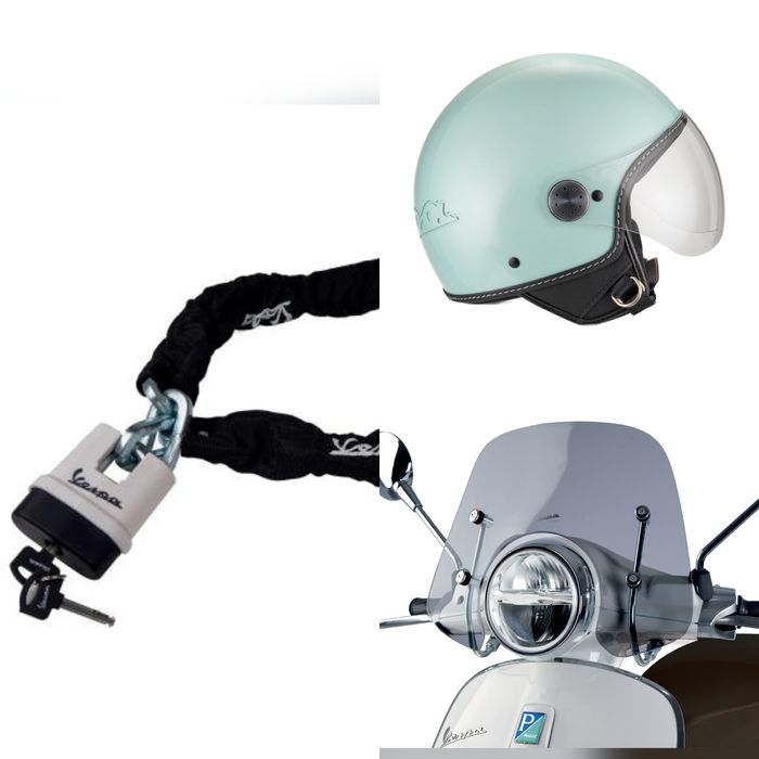 -50% намаление! Vespa , Веспа / Каска, ръкавици ,ръкохнатки , и заключ