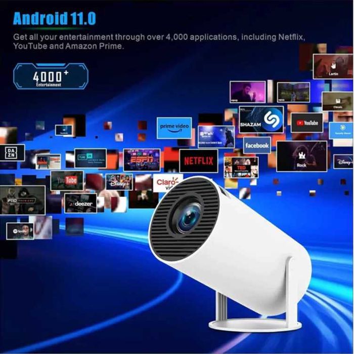 Нов hy300 ULTRA видео проектор 130 инча екран 4K с Android 11 Youtube от вносител + опция за екран за прожектиране 60,70,84,100 инча.