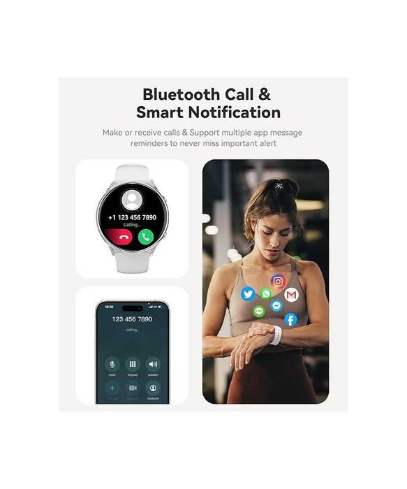 Smartwatch cu functie telefon, 1,39 inch, IP67, argintiu,Fitonme