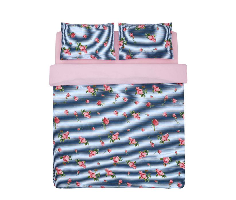 Lenjerie de pat dubla, Heinner, 4 piese, 200x220 cm, 100% bumbac, multicolor