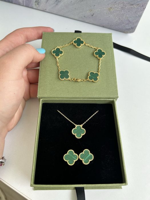 Set Van Cleef cu Cercei, colier si Bratara, otel inoxidabil