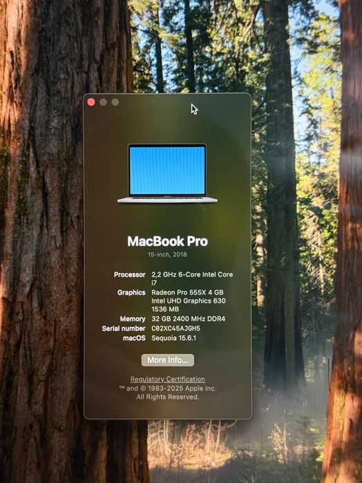 MacBook Pro 15” (2018) - i7, 32GB RAM, 512GB SSD, Radeon Pro 555X 4GB