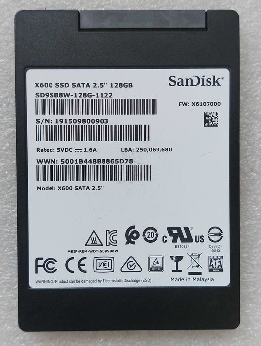 SanDisk 128GB SSD SATA X600  SATA-III 2.5 inch
