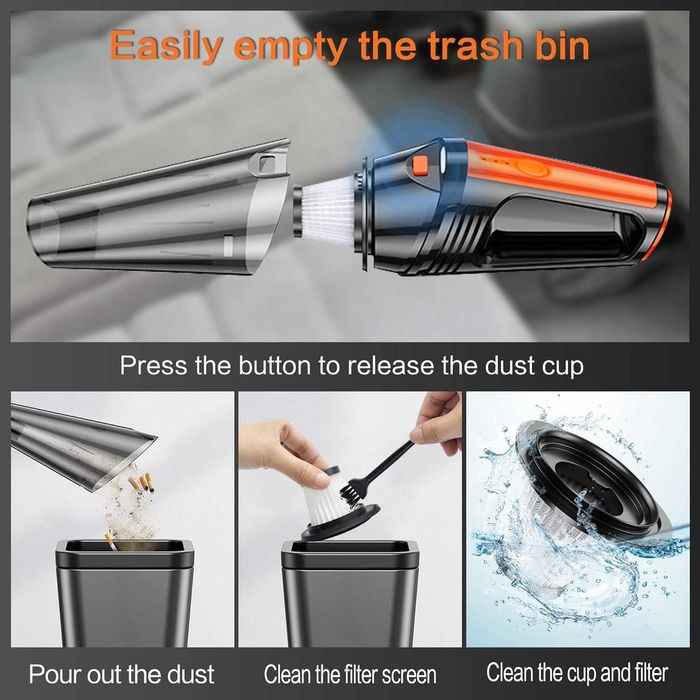 Мощна Прахосмукачка за кола с LED осветление 100W/12V.