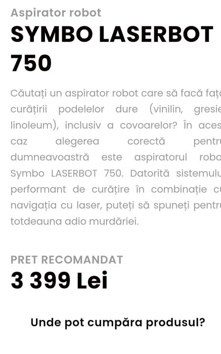 Aspirator robot  Symbo LASERBOT 750cu mop