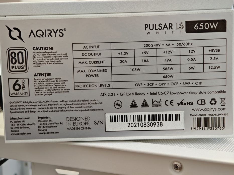 Kit carcasă + sursă gaming Aqirys Wezen white