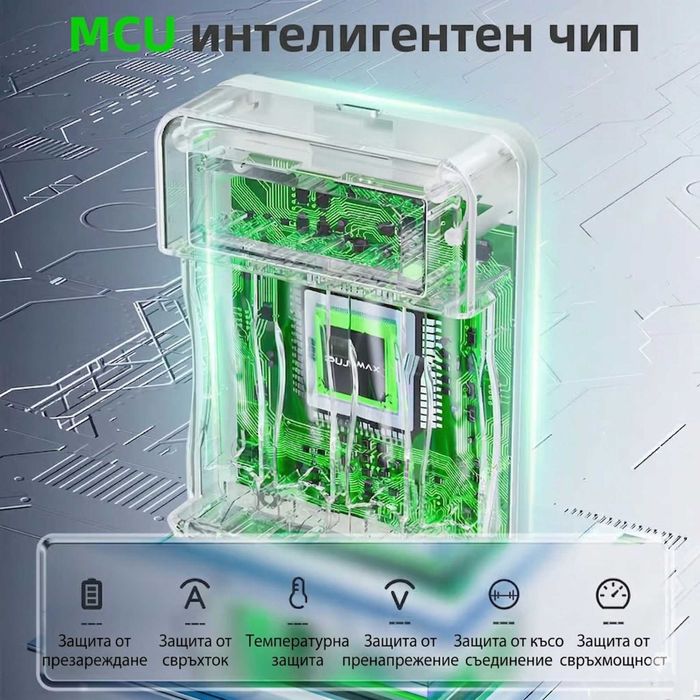 PUJIMAX Зарядно за AA/AAA NiMH/NiCd батерии с LCD дисплей, 4 гнезда