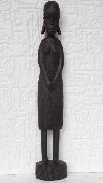 Statueta sculptura veche abanos,arta africa antichitati vintage antic