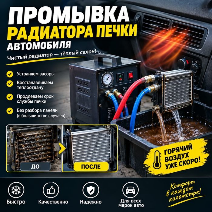 Промывка радиатора печки без снятия